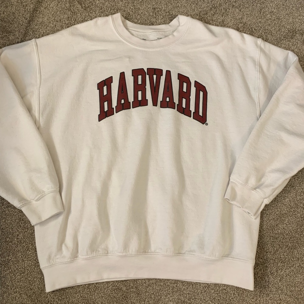 Large Licensed White Harvard Crewneck